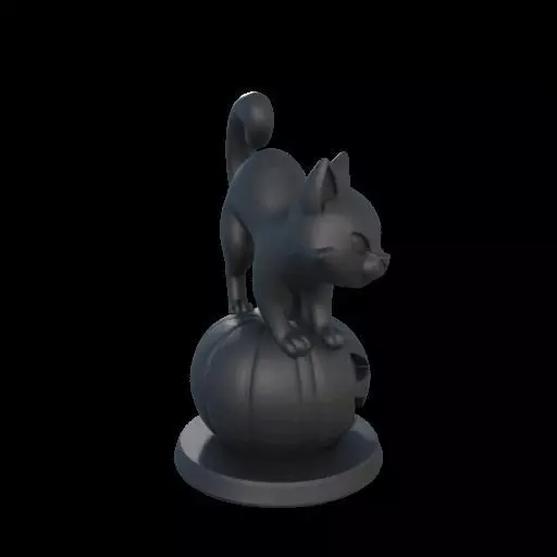 Black Cat on Pumpkin 3D print model_30