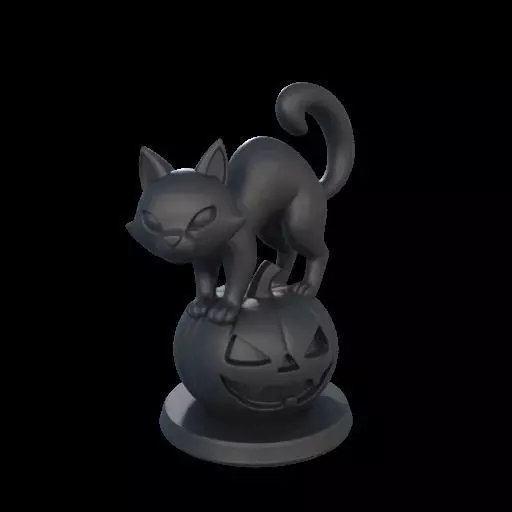 Black Cat on Pumpkin 3D print model_24