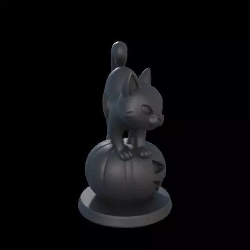 Black Cat on Pumpkin 3D print model_29
