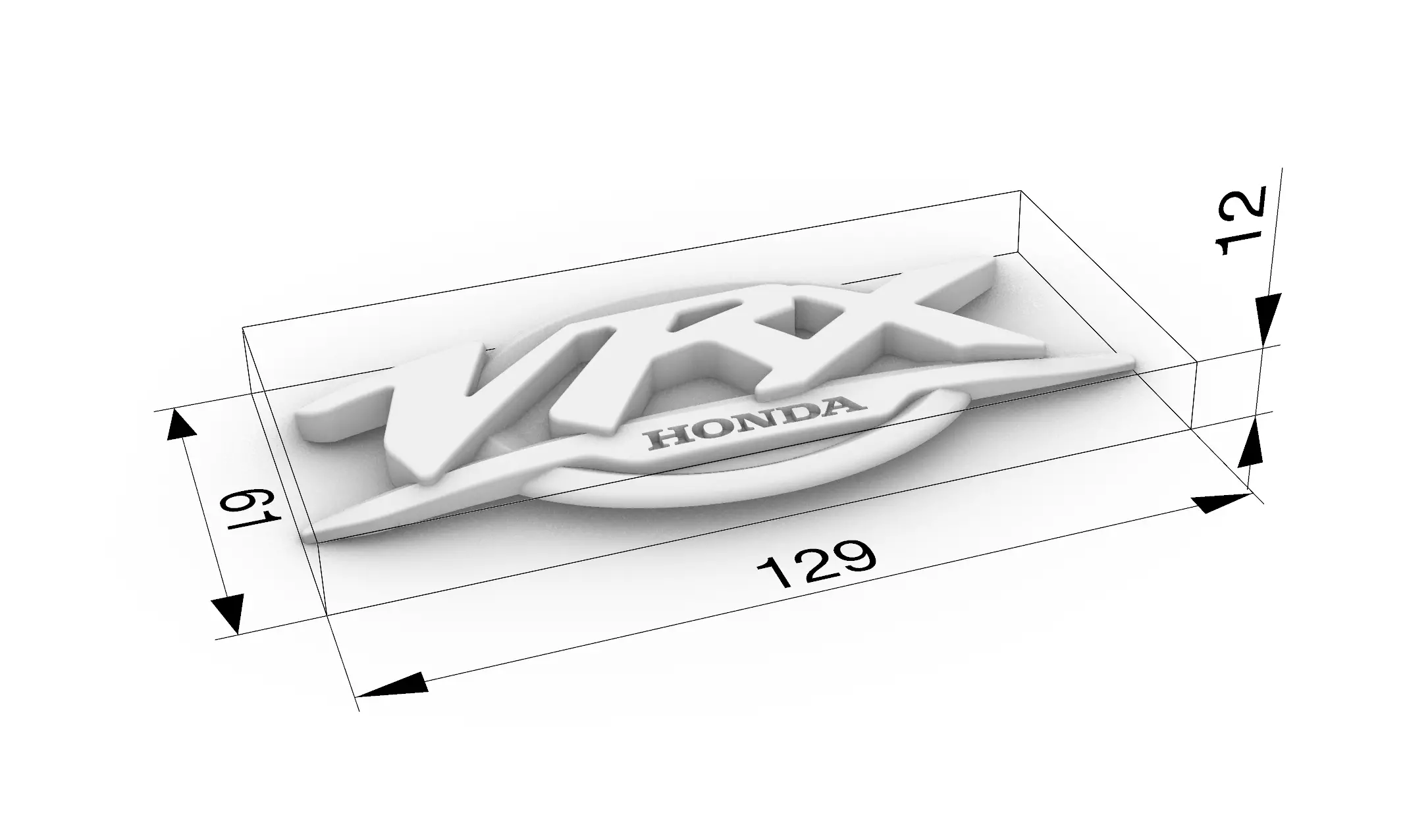 Honda VRX gas tank emblem 3D print model_1