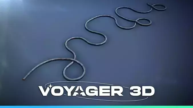 Network Cable Single 90x50 Black Low-poly 3D model