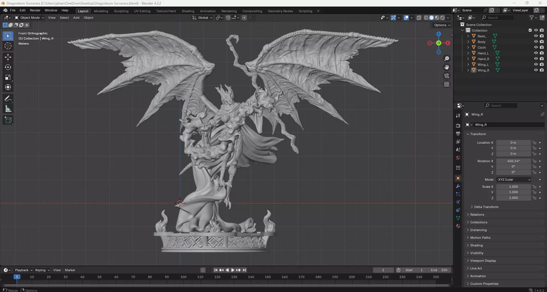 Dragonborn Sorceress 3D Model 3D print model_7
