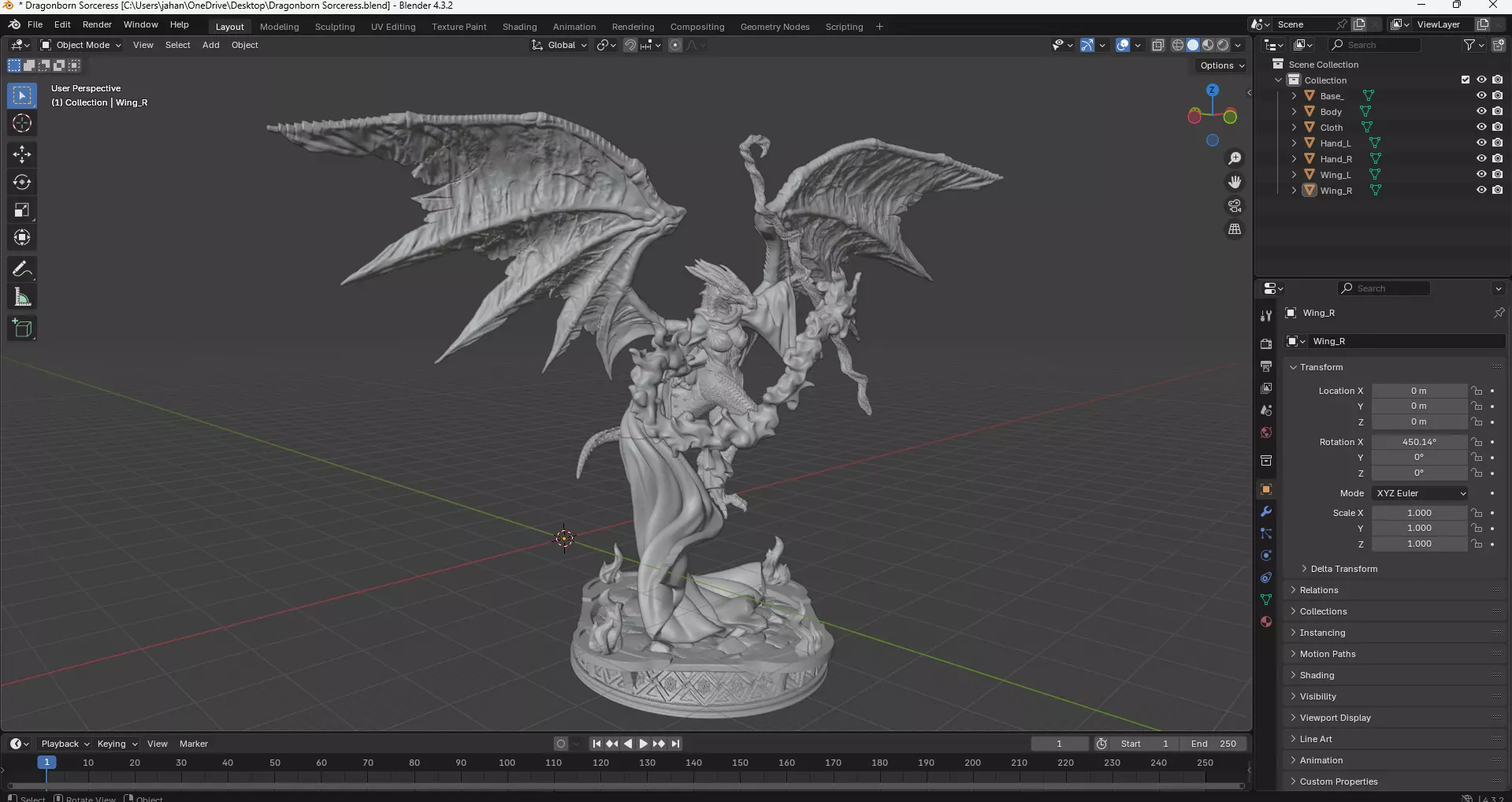 Dragonborn Sorceress 3D Model 3D print model_3