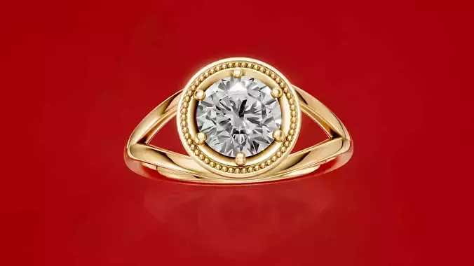 Solitaire Engagement Milgrain Ring