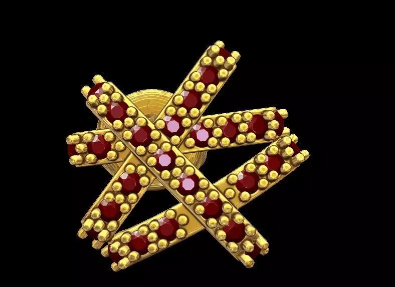 Modern star Diamond Studded Earrings 3D print model