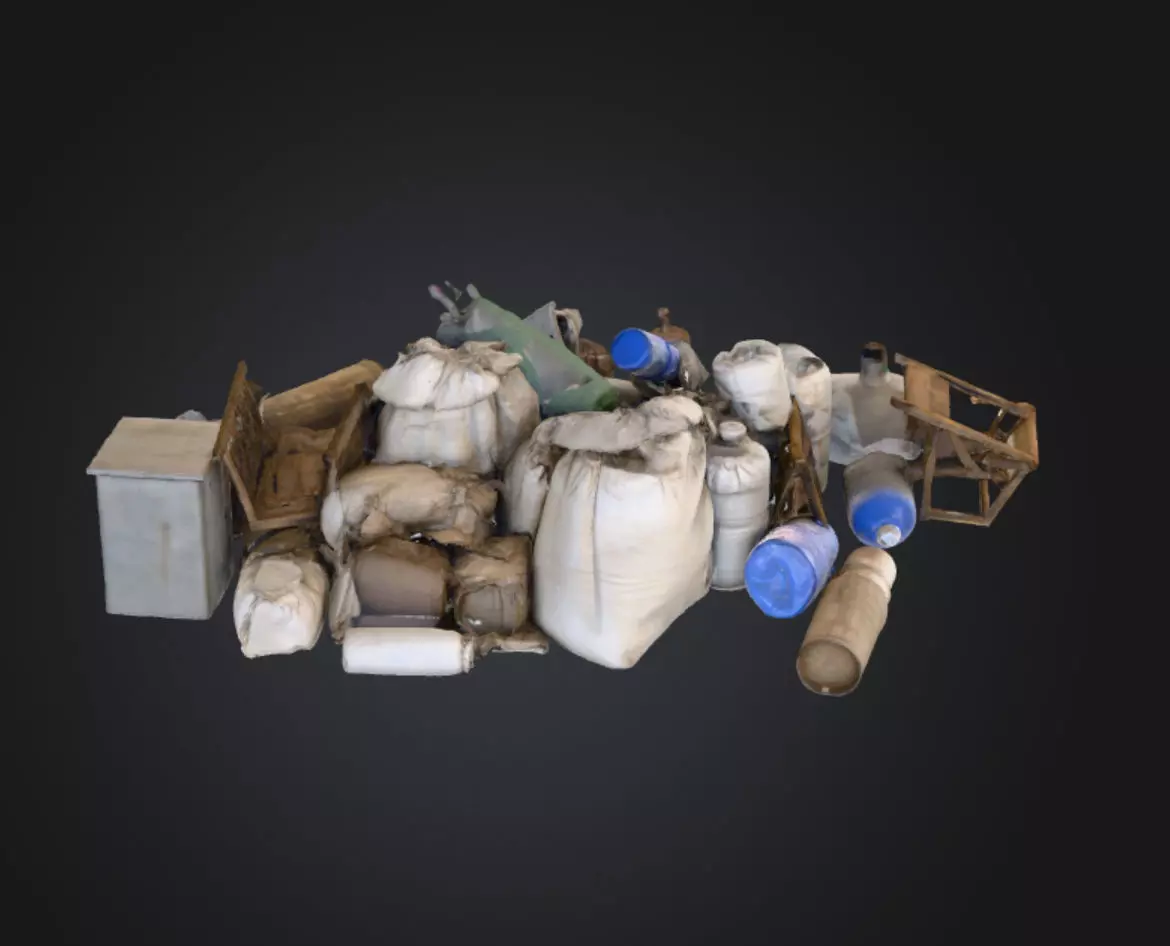 Rural garbage old game style highpoly 3D model
