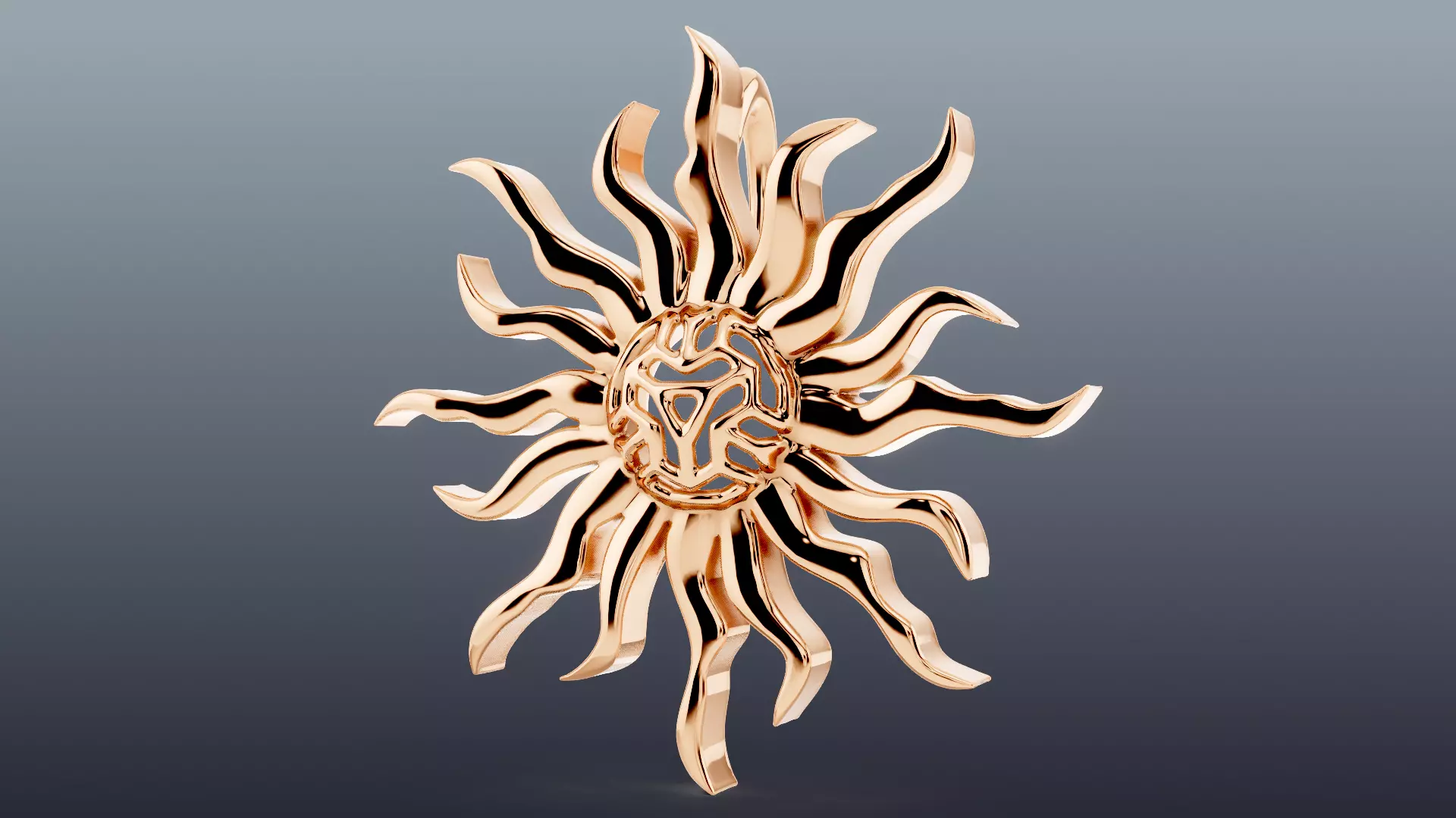 Sunrays Pendant and Ring Set 3D print model_1