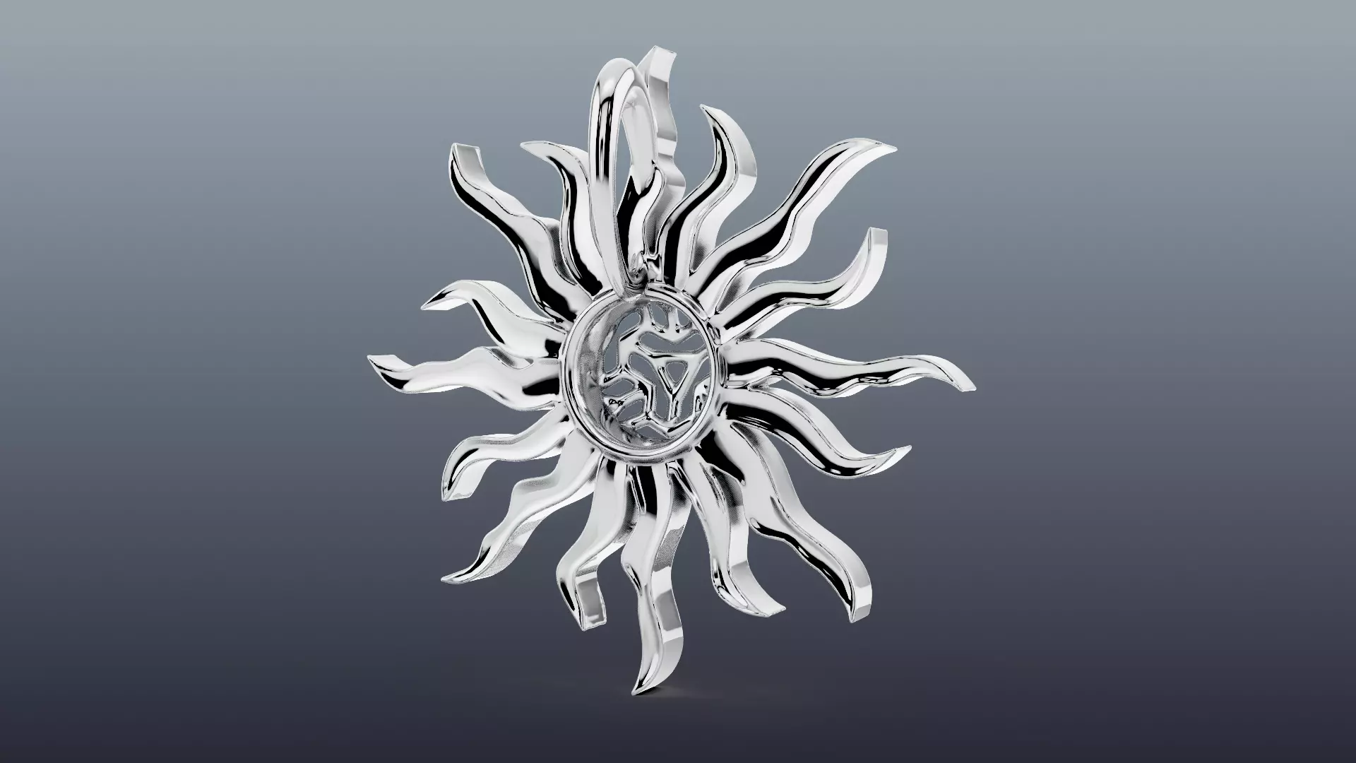 Sunrays Pendant and Ring Set 3D print model_9