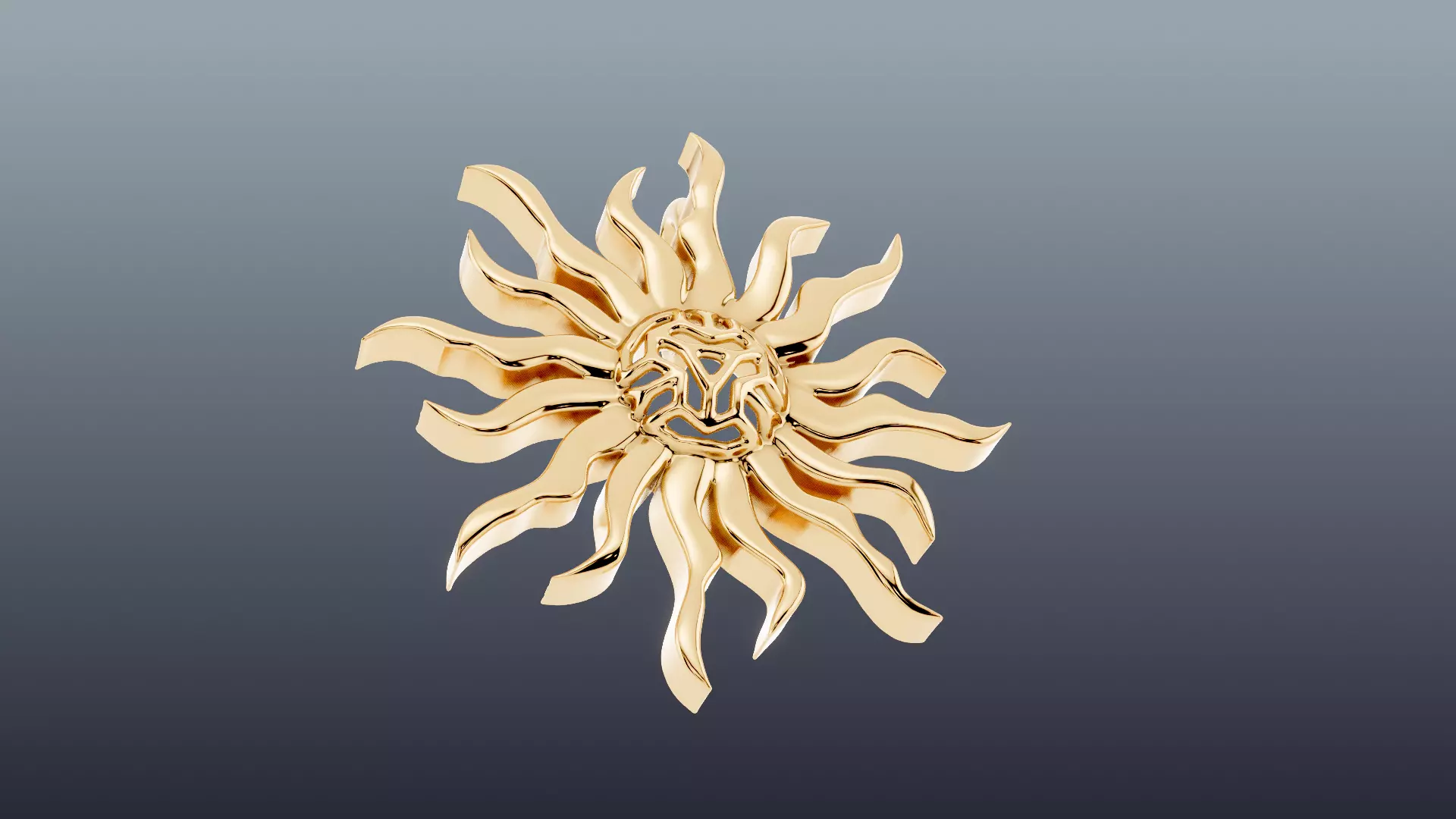 Sunrays Pendant and Ring Set 3D print model_7