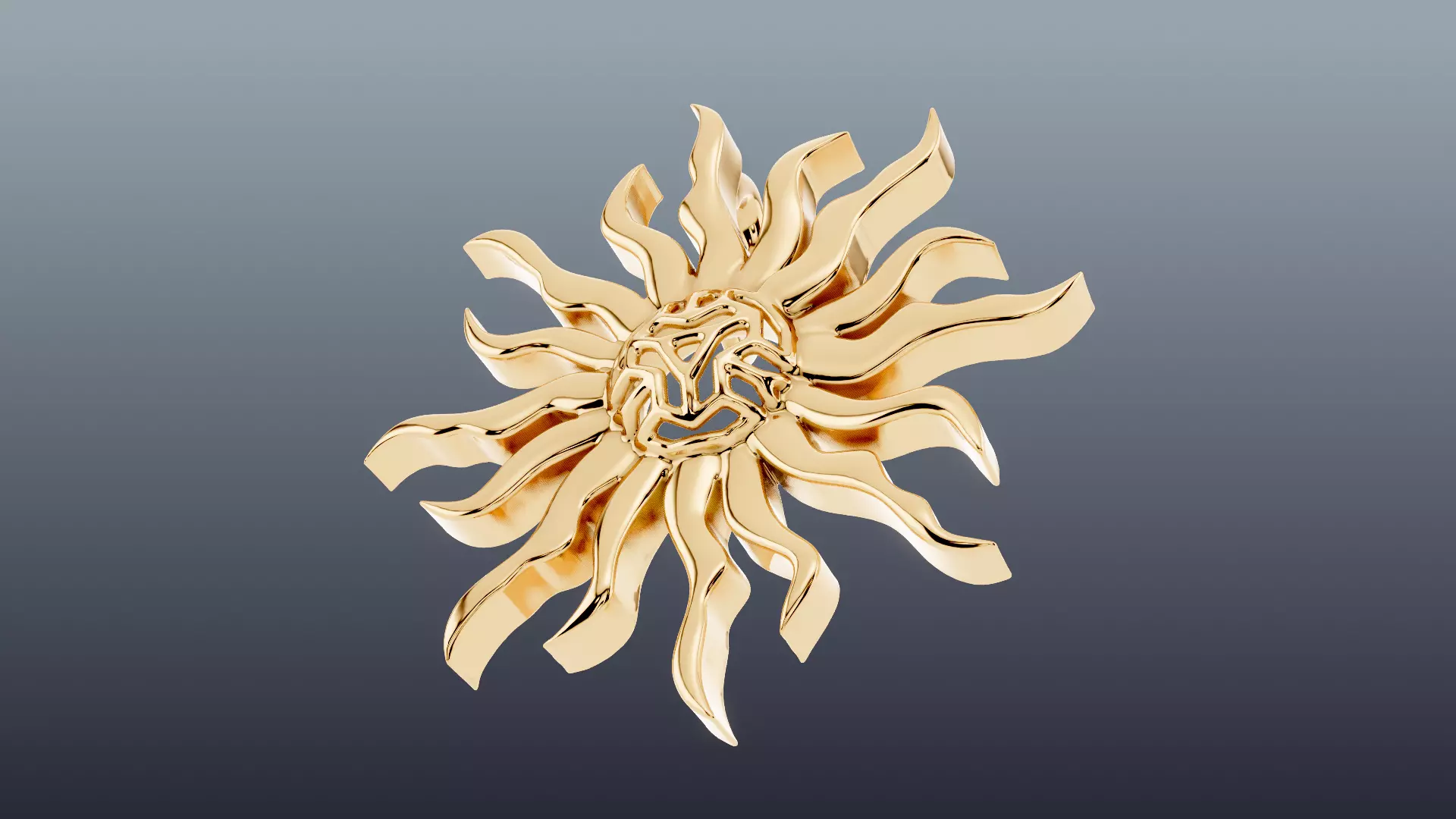 Sunrays Pendant and Ring Set 3D print model_6