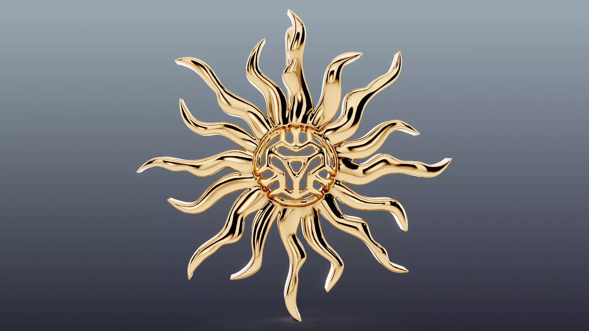 Sunrays Pendant and Ring Set 3D print model_2