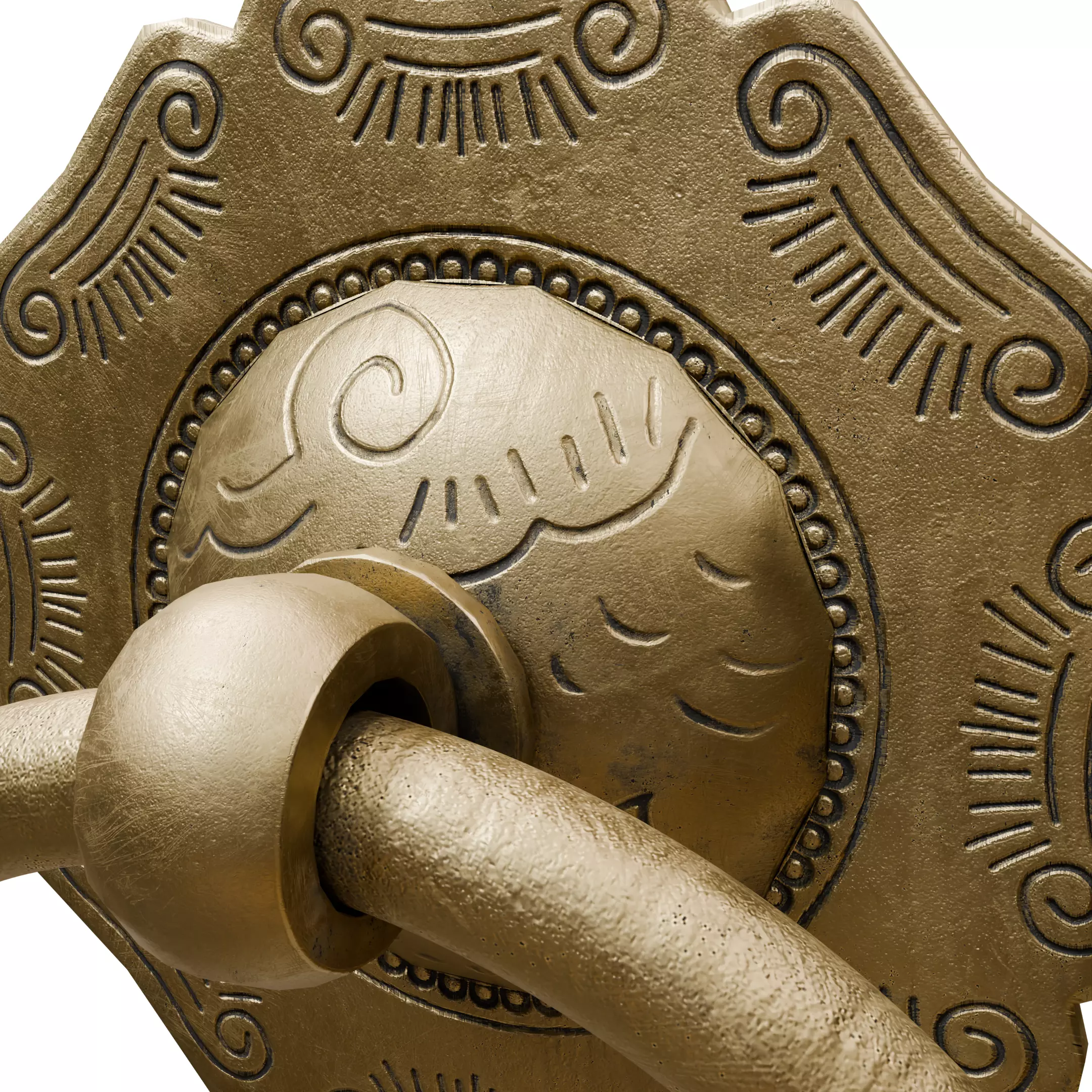 Chinese Style Ornamental Door Knocker 6 - Low Poly PBR Model Low-poly 3D model_10