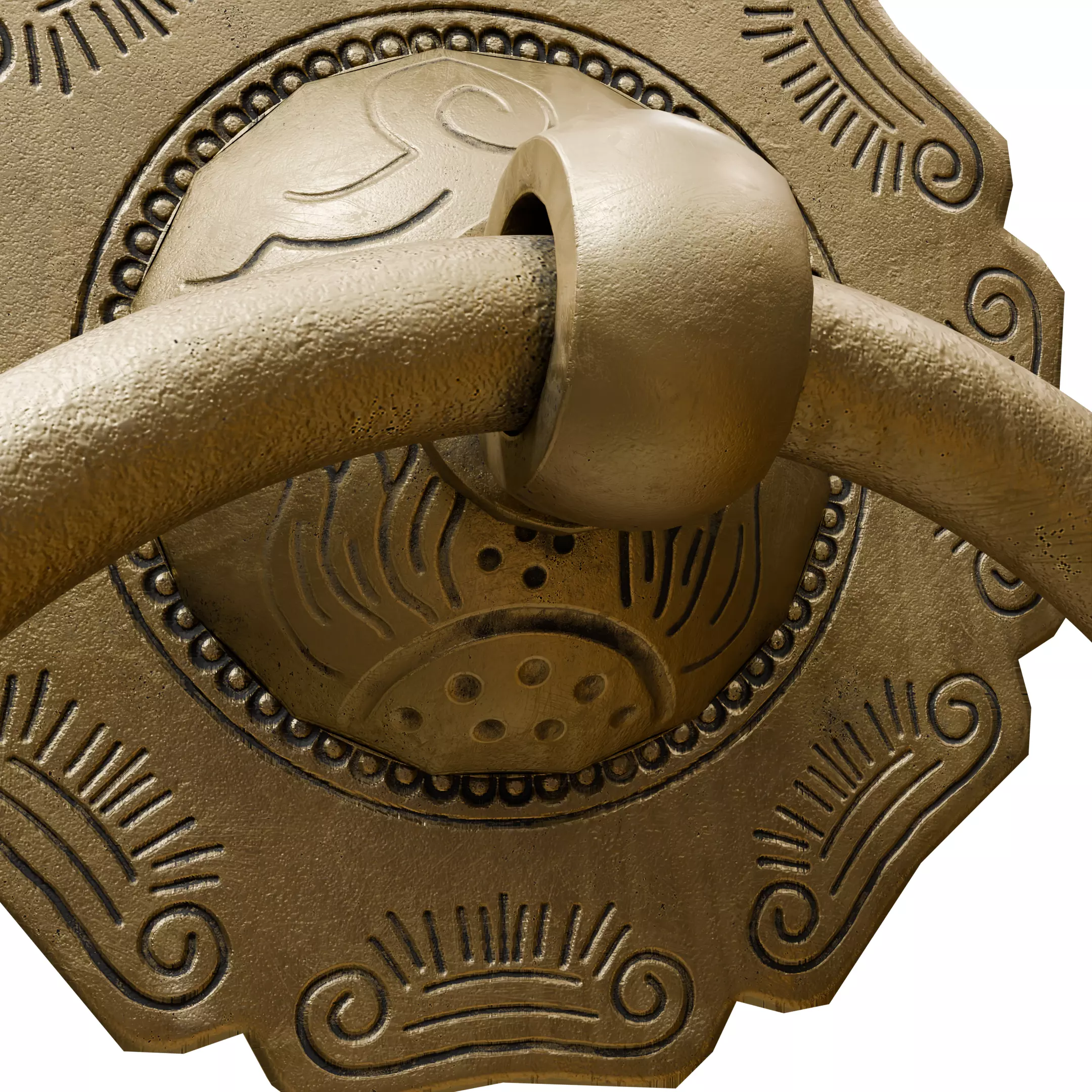 Chinese Style Ornamental Door Knocker 6 - Low Poly PBR Model Low-poly 3D model_12