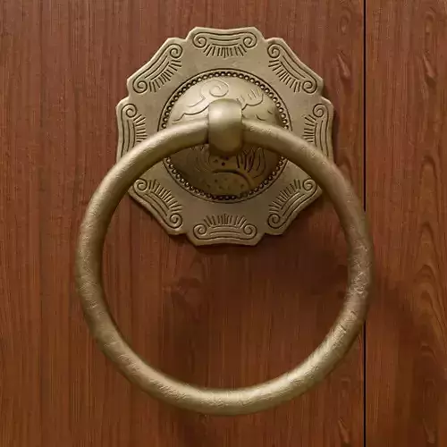 Chinese Style Ornamental Door Knocker 6 - Low Poly PBR Model