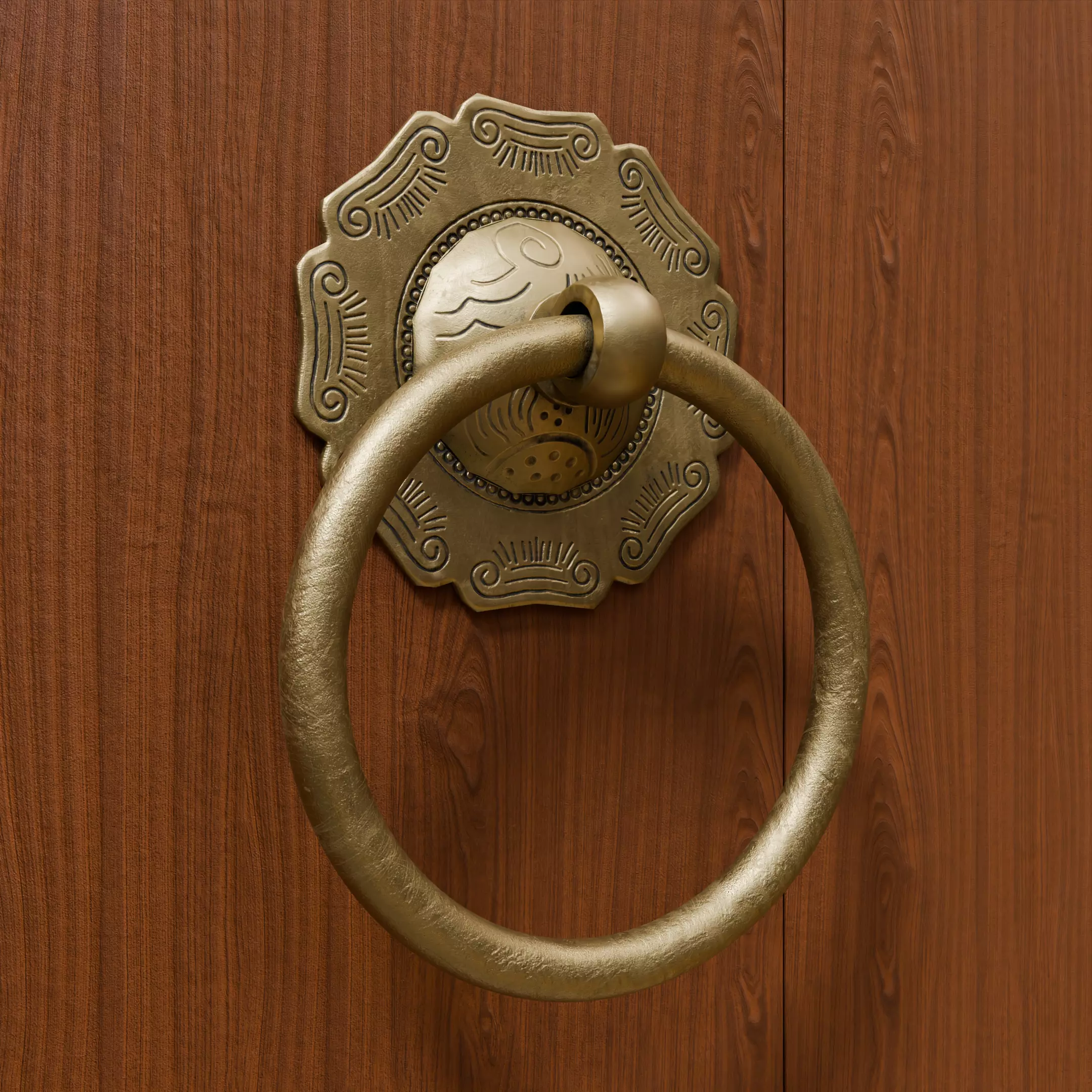 Chinese Style Ornamental Door Knocker 6 - Low Poly PBR Model Low-poly 3D model_3