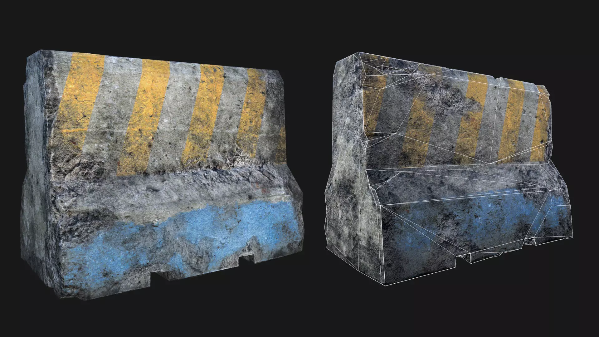 Concrete Divider Low-poly 3D model_0