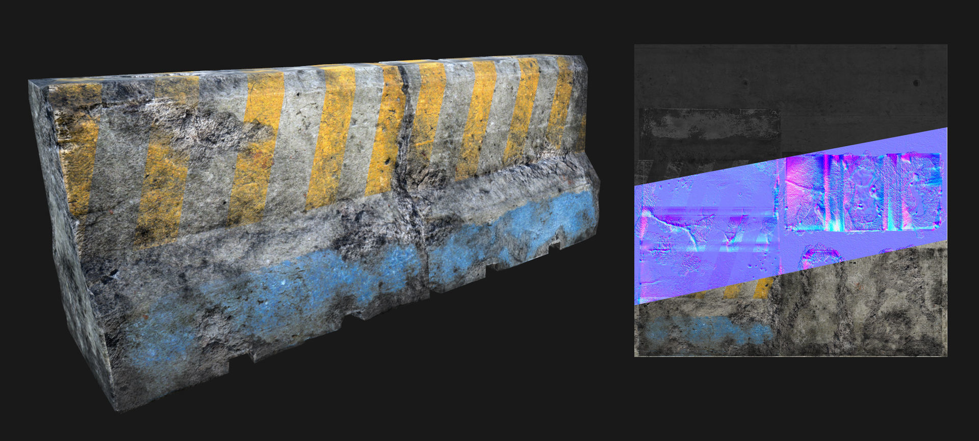 Concrete Divider Low-poly 3D model_2