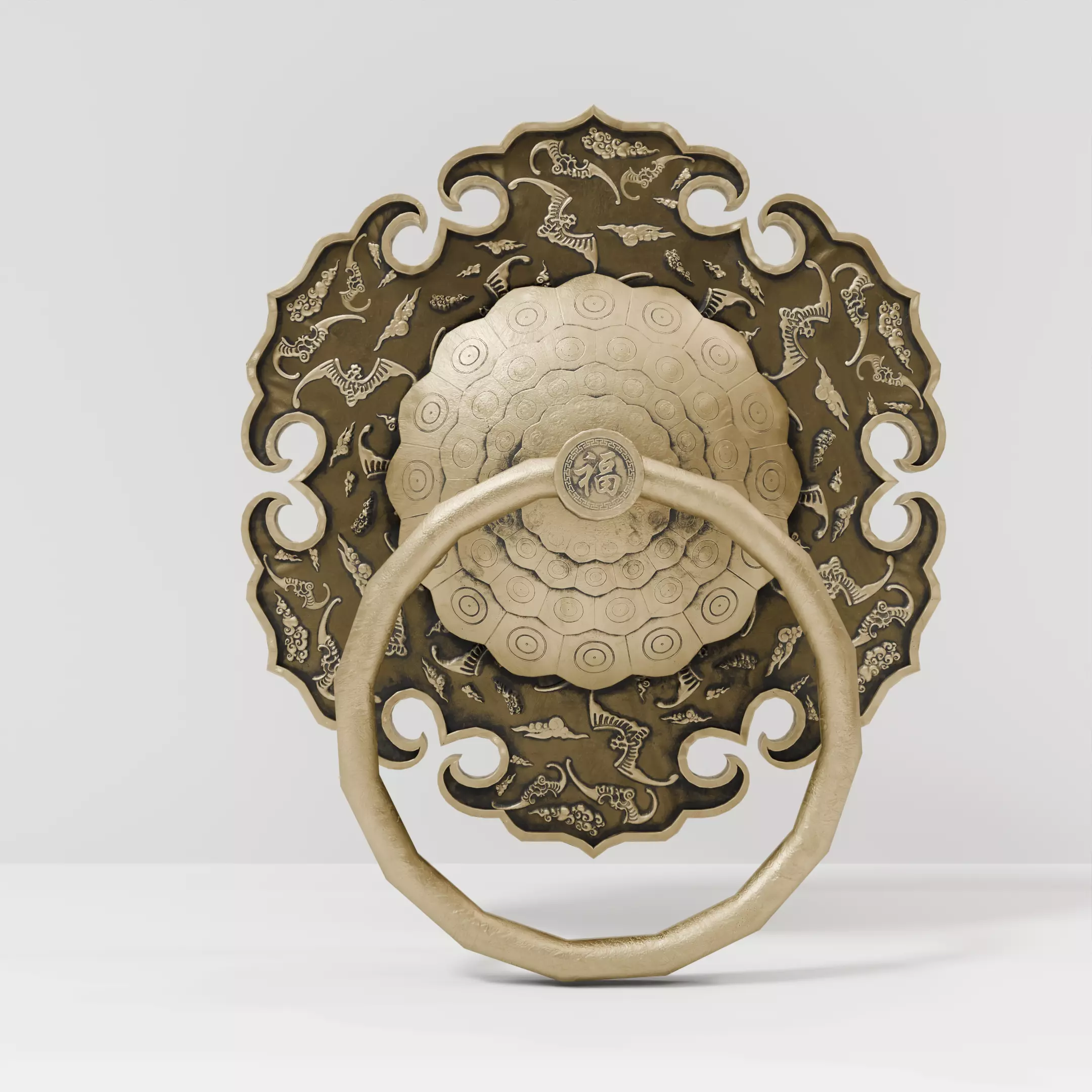 Chinese Style Ornamental Door Knocker 8 - Low Poly PBR Model Low-poly 3D model_4