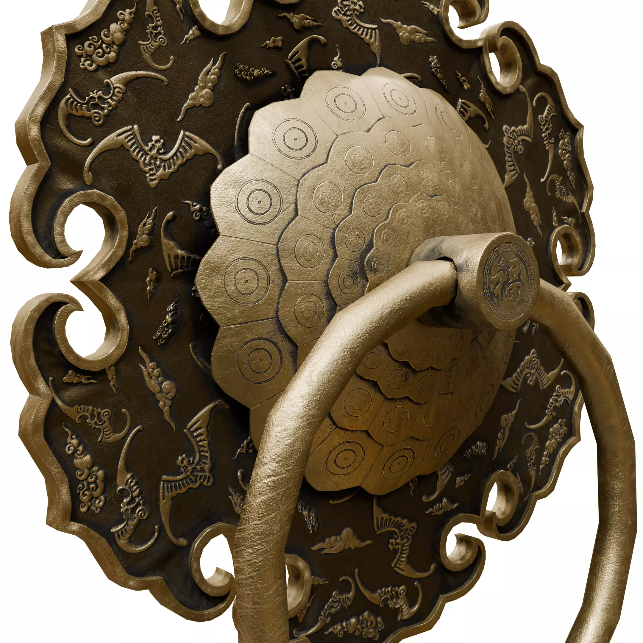 Chinese Style Ornamental Door Knocker 8 - Low Poly PBR Model Low-poly 3D model_16