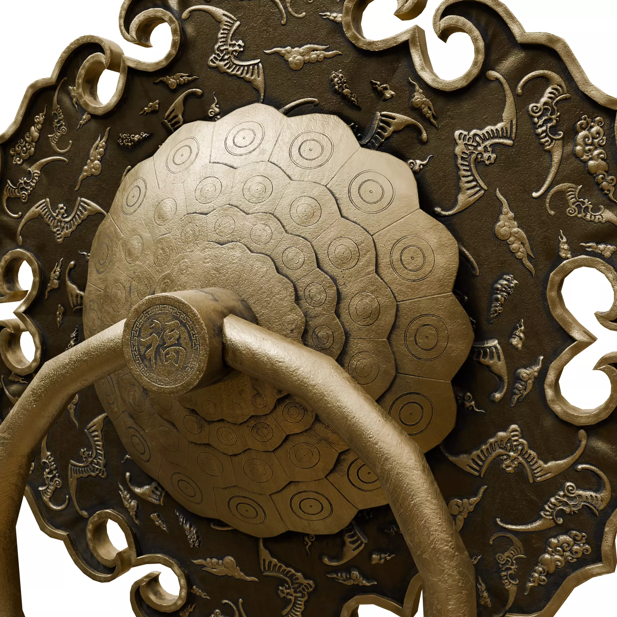Chinese Style Ornamental Door Knocker 8 - Low Poly PBR Model Low-poly 3D model_17