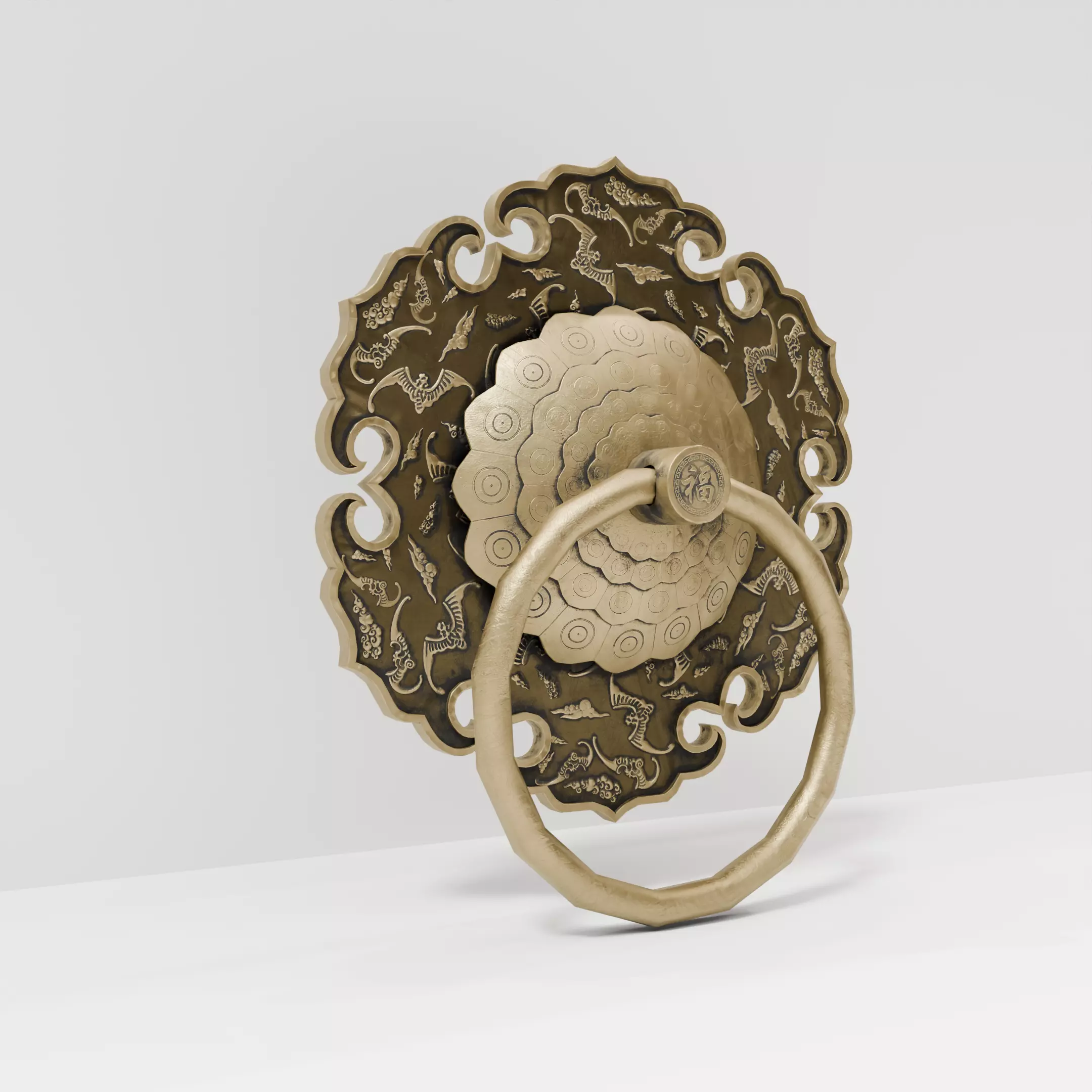 Chinese Style Ornamental Door Knocker 8 - Low Poly PBR Model Low-poly 3D model_6