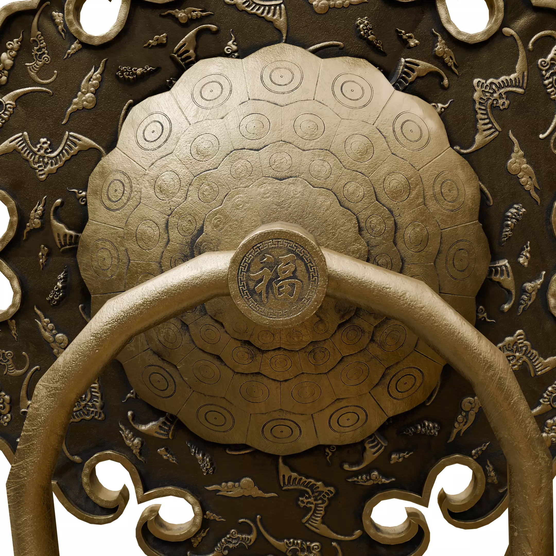 Chinese Style Ornamental Door Knocker 8 - Low Poly PBR Model Low-poly 3D model_18