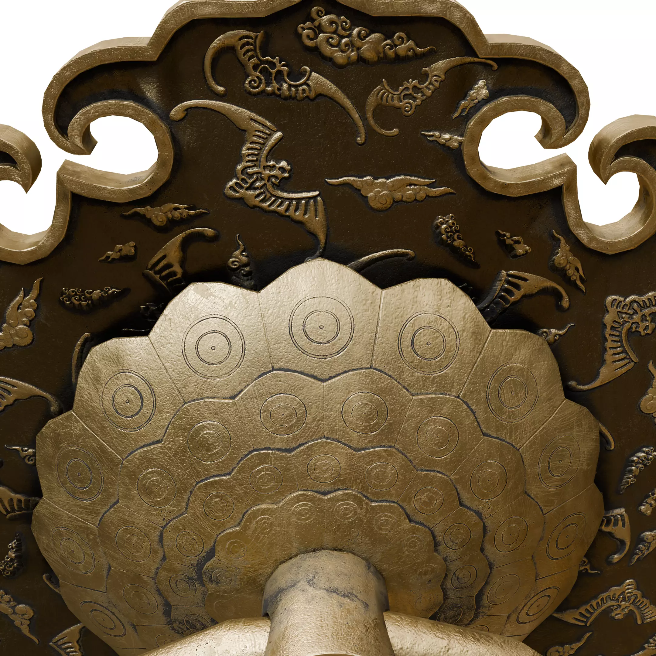 Chinese Style Ornamental Door Knocker 8 - Low Poly PBR Model Low-poly 3D model_14