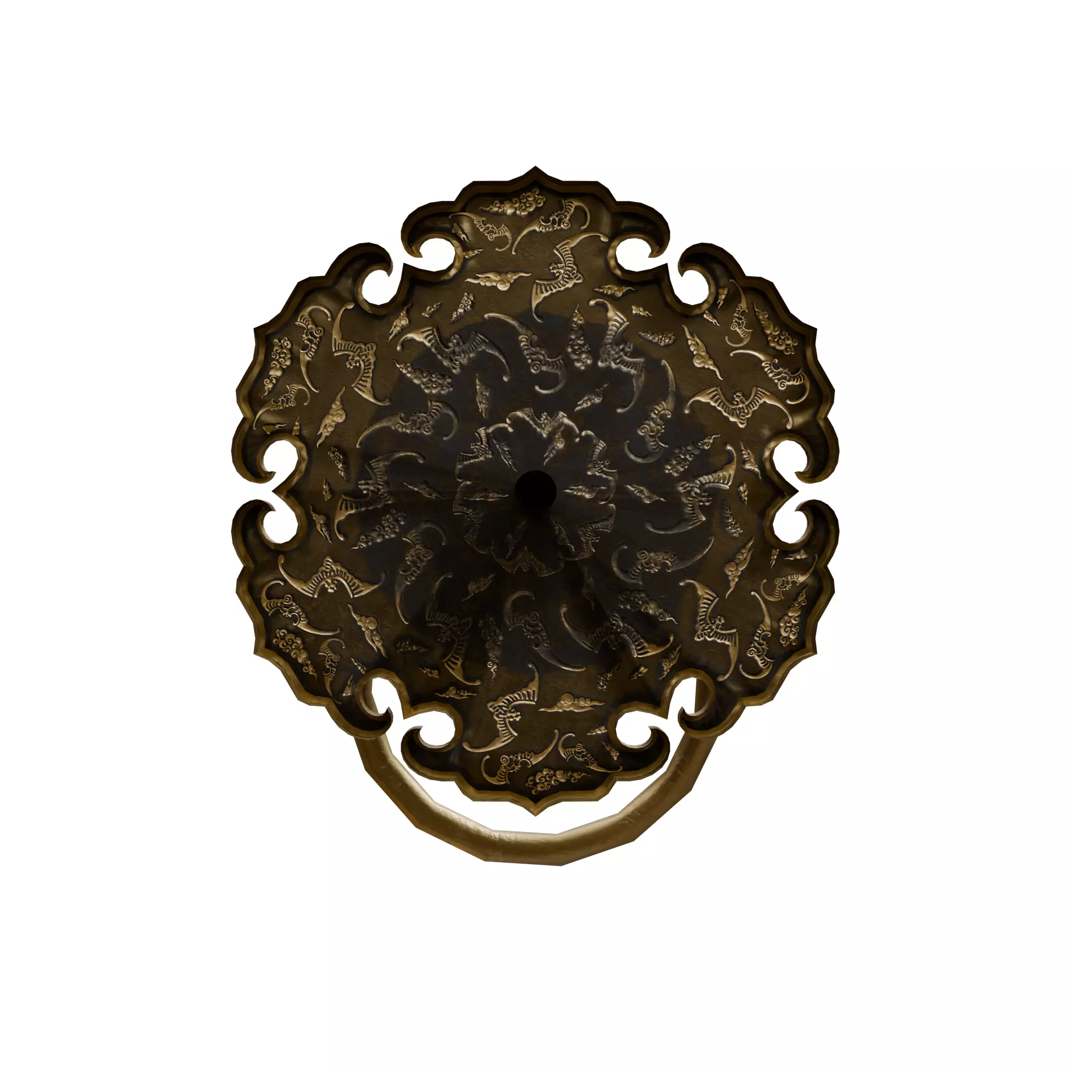Chinese Style Ornamental Door Knocker 8 - Low Poly PBR Model Low-poly 3D model_9