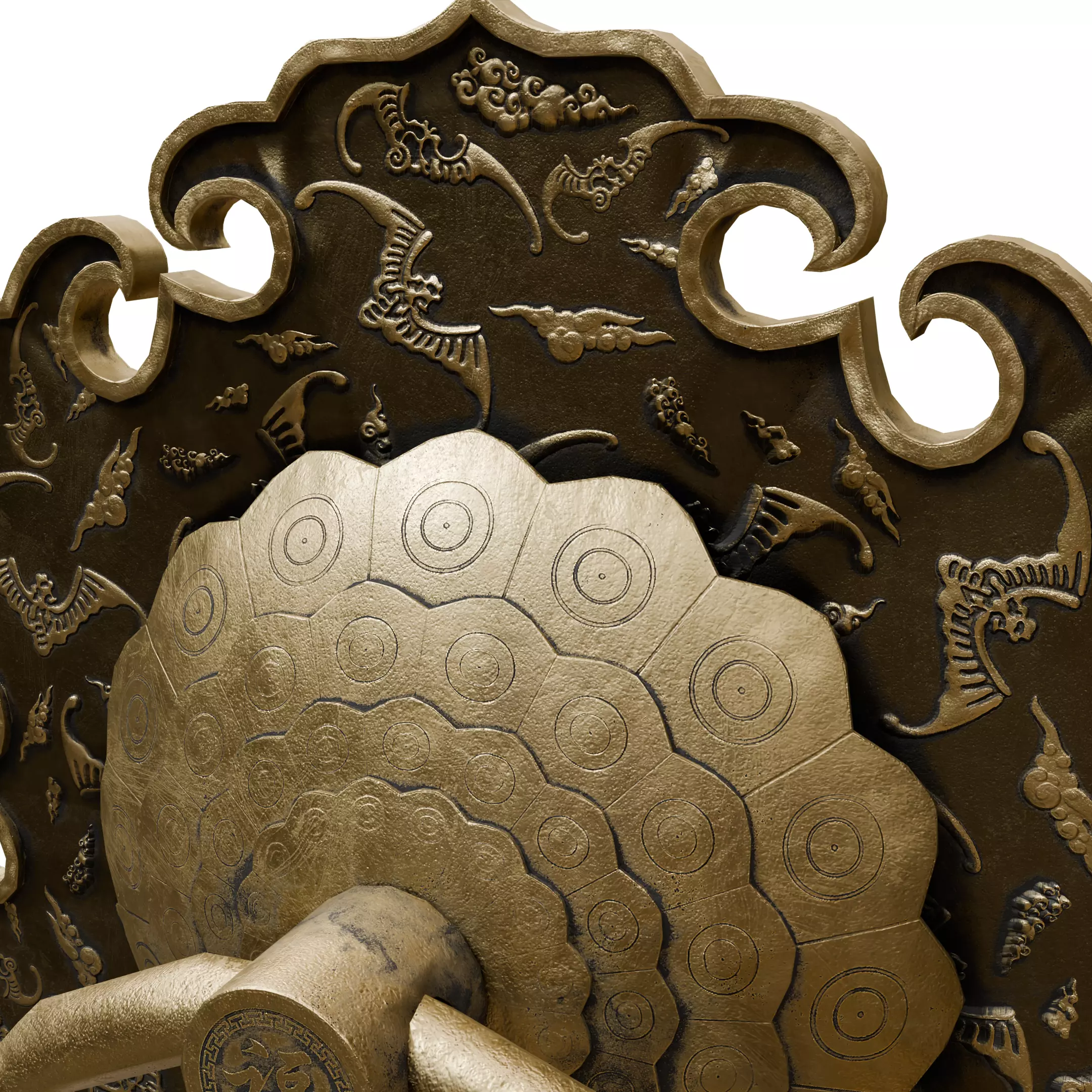 Chinese Style Ornamental Door Knocker 8 - Low Poly PBR Model Low-poly 3D model_10