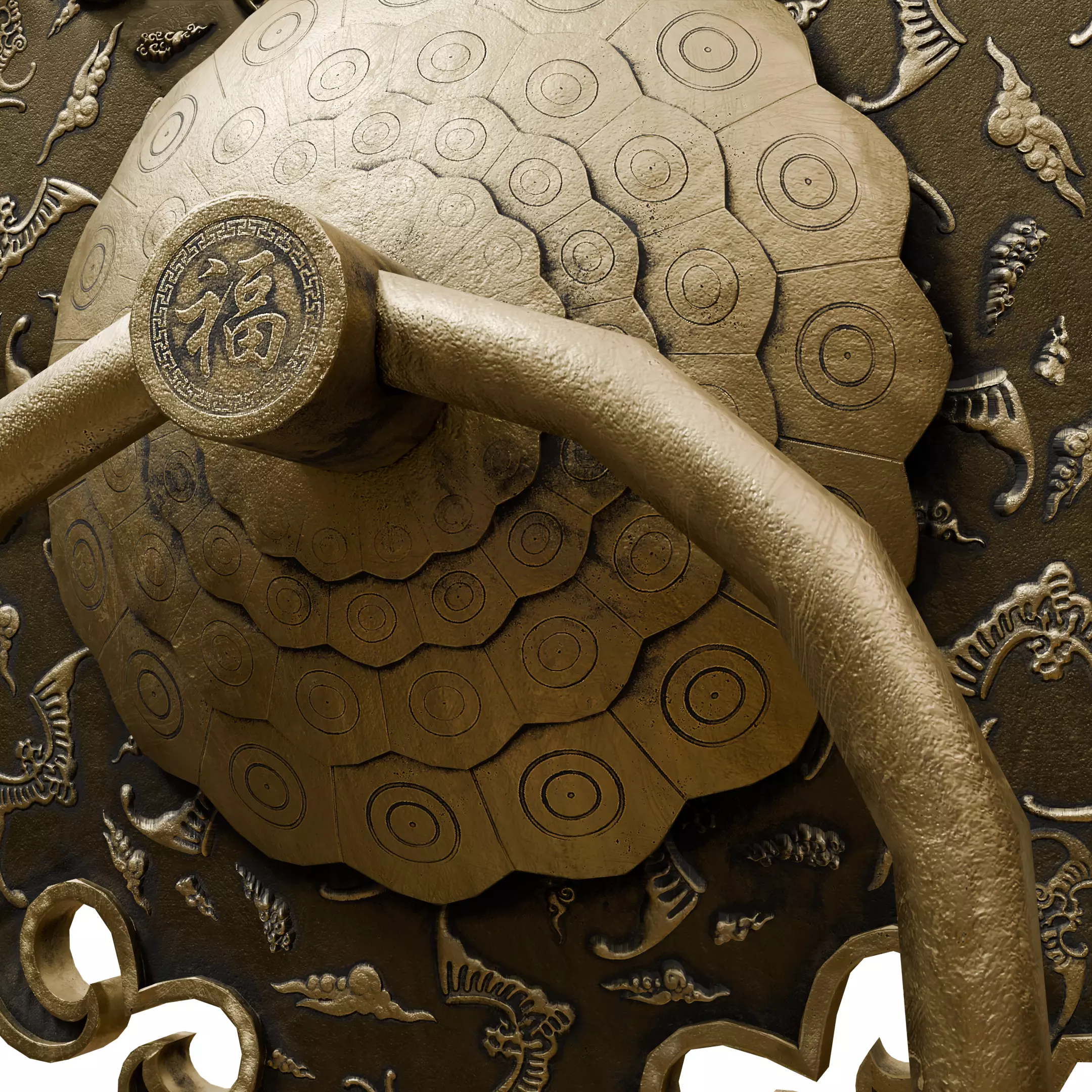 Chinese Style Ornamental Door Knocker 8 - Low Poly PBR Model Low-poly 3D model_13
