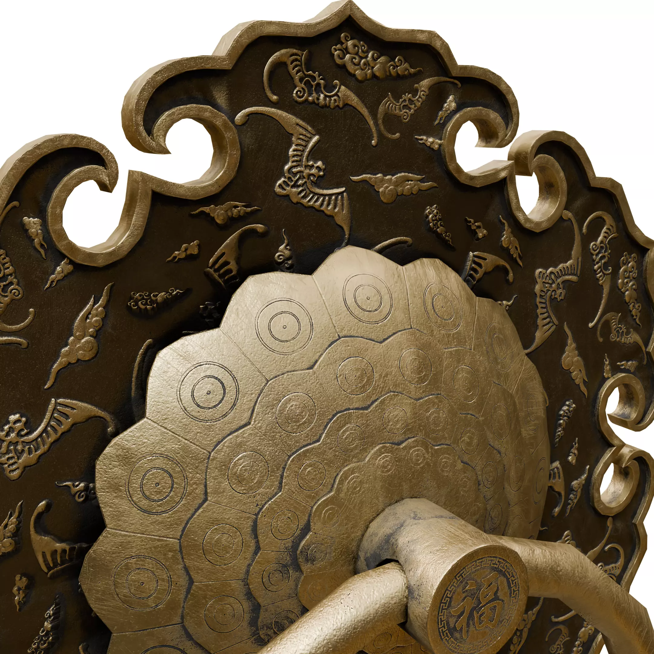 Chinese Style Ornamental Door Knocker 8 - Low Poly PBR Model Low-poly 3D model_11