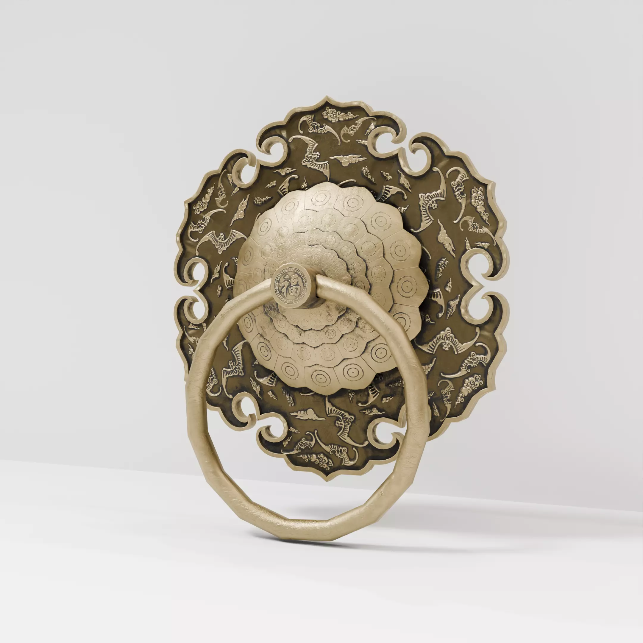 Chinese Style Ornamental Door Knocker 8 - Low Poly PBR Model Low-poly 3D model_5