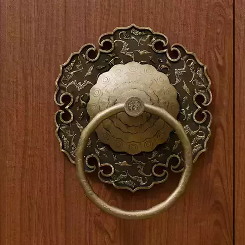 Chinese Style Ornamental Door Knocker 8 - Low Poly PBR Model