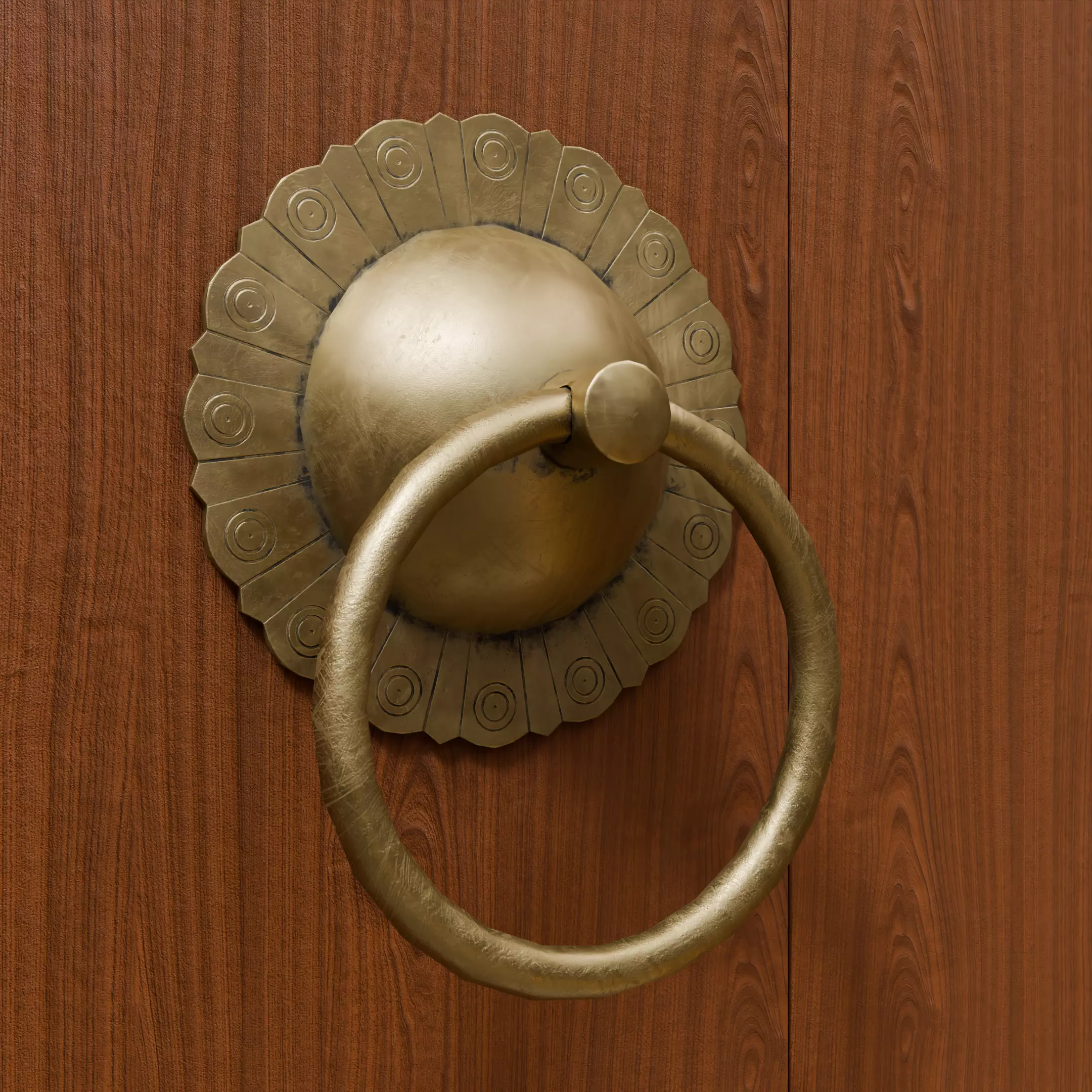 Chinese Style Ornamental Door Knocker 9 - Low Poly PBR Model Low-poly 3D model_3