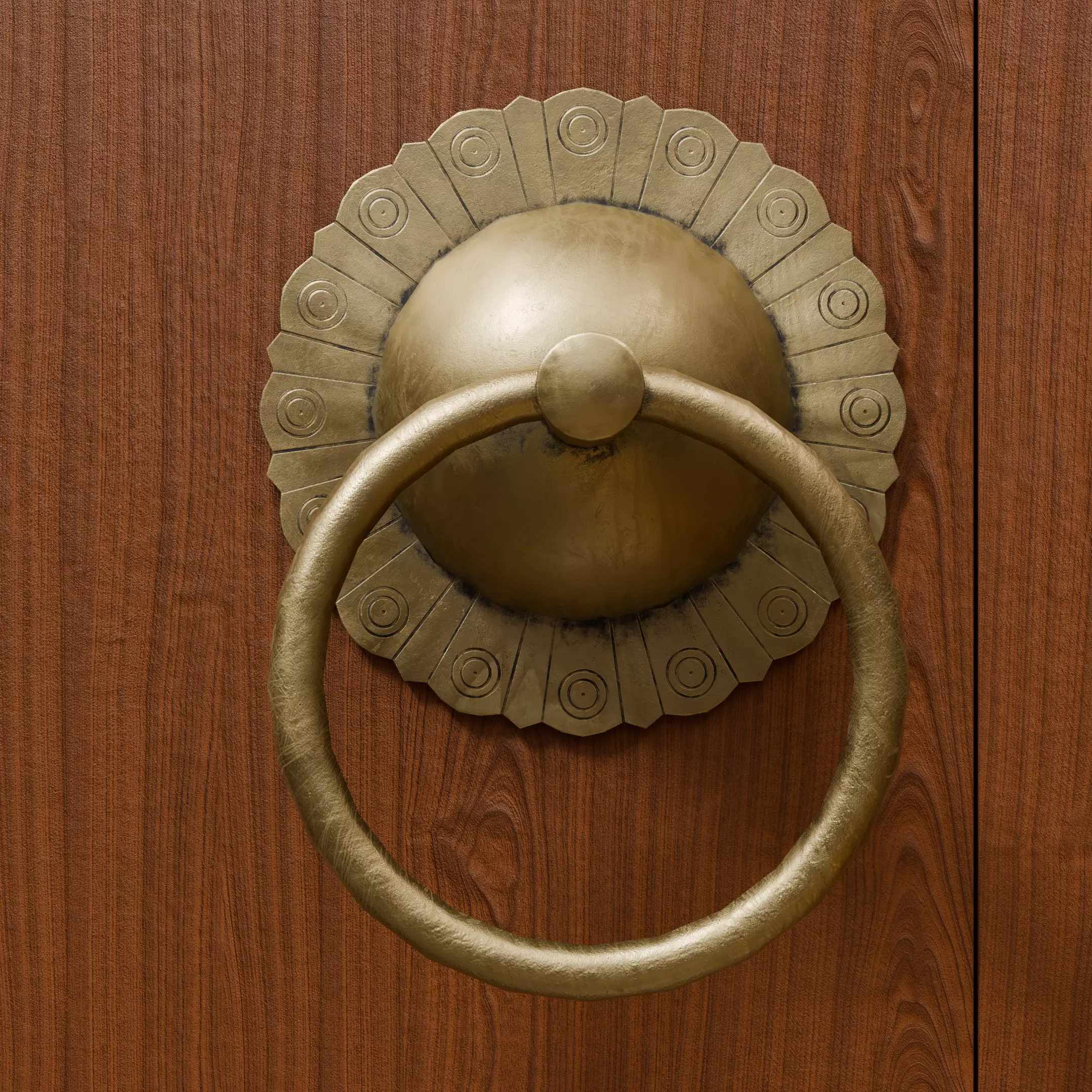 Chinese Style Ornamental Door Knocker 9 - Low Poly PBR Model Low-poly 3D model_0