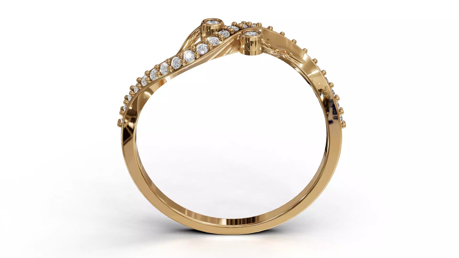 Twist Wave Shak Diamond Ring 3D print model_8