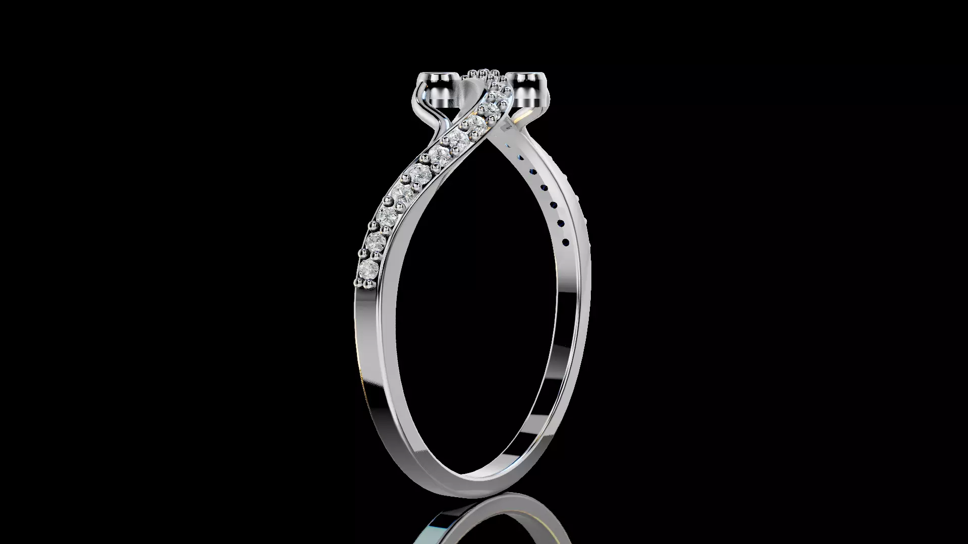 Twist Wave Shak Diamond Ring 3D print model_16