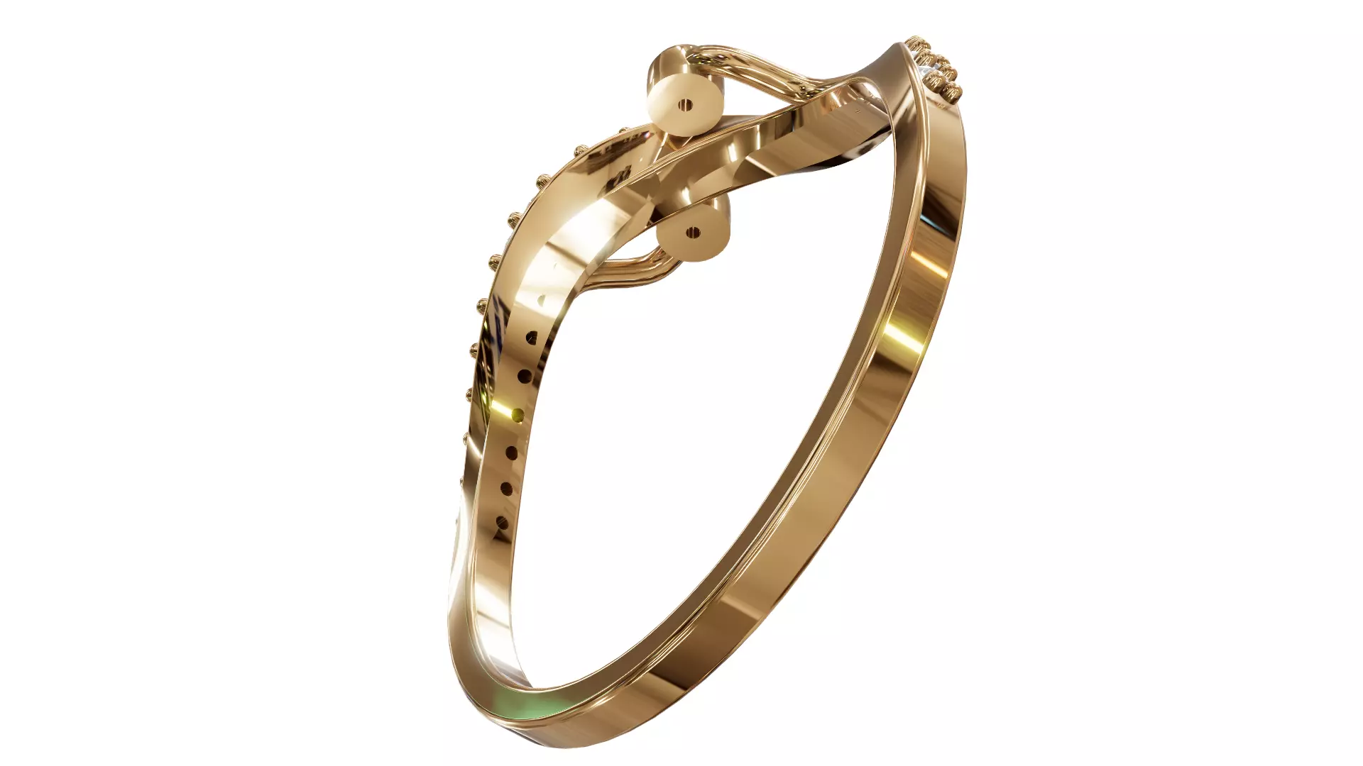 Twist Wave Shak Diamond Ring 3D print model_7