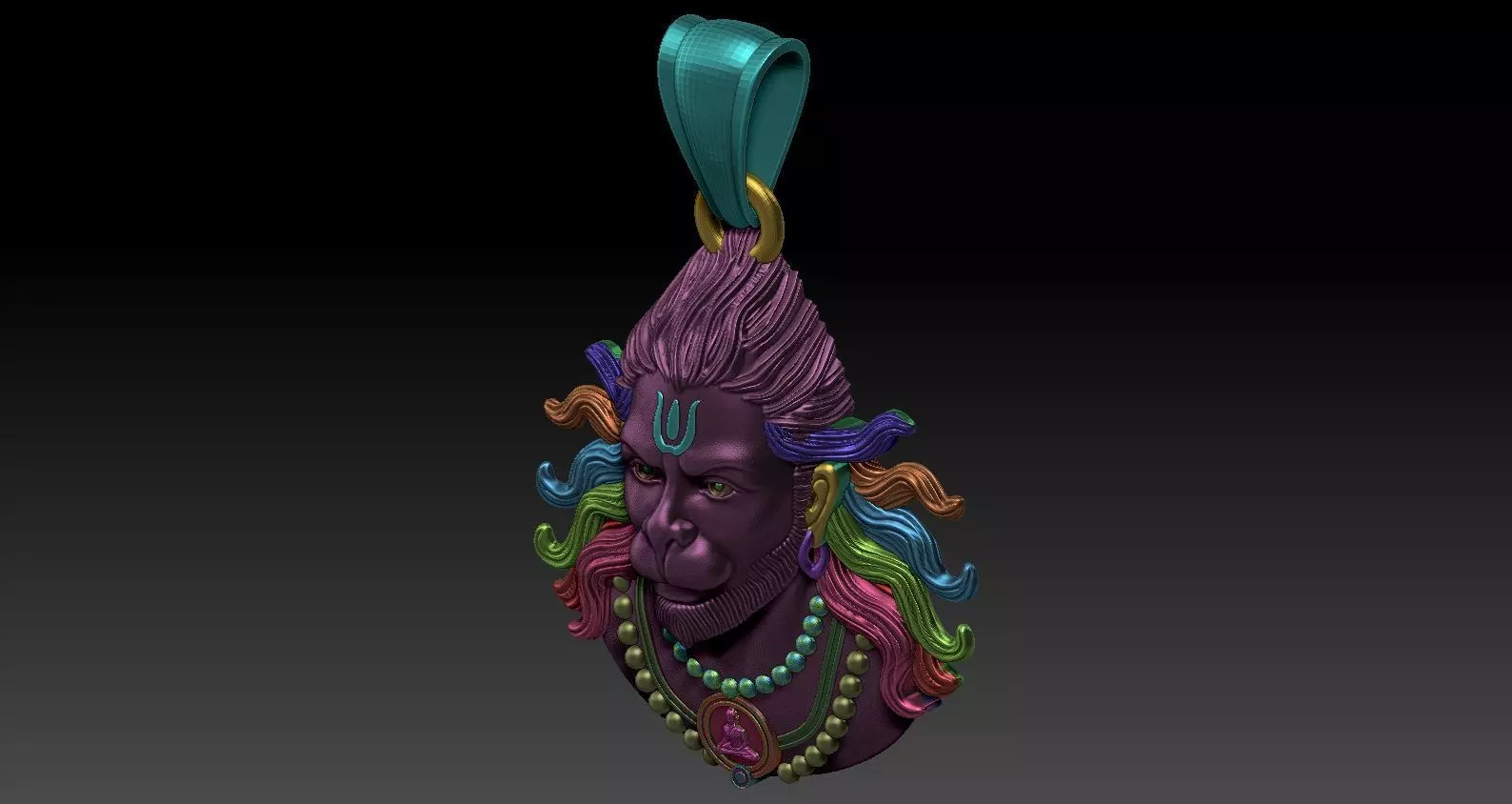 Hanuman pendent 3D model_3