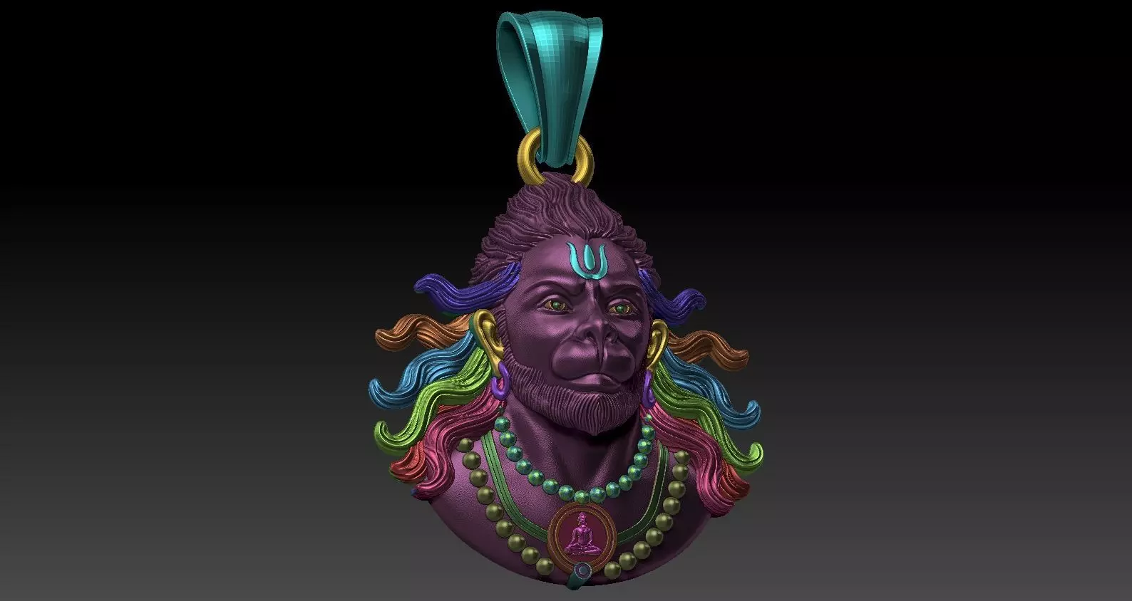 Hanuman pendent 3D model_9