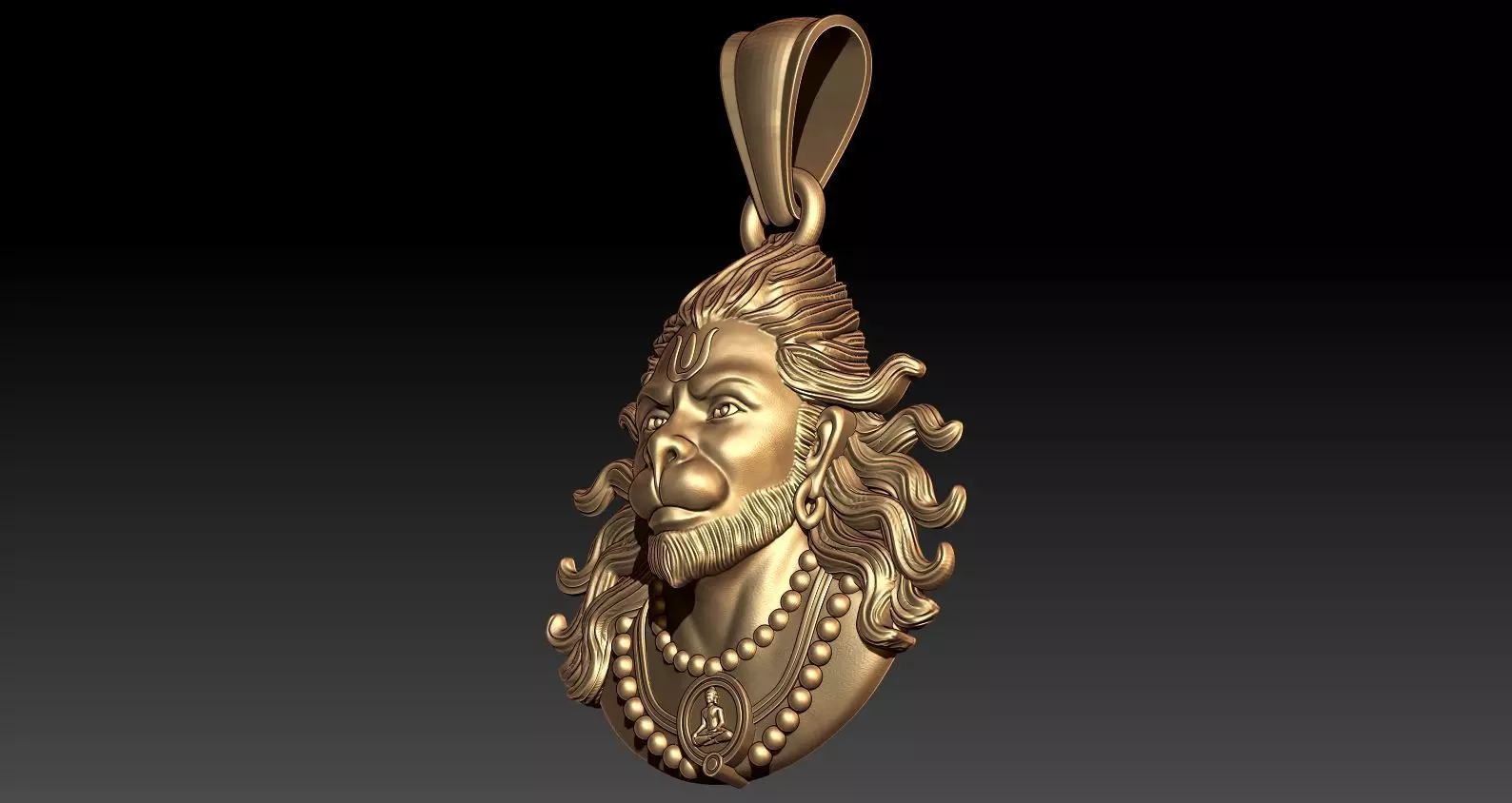 Hanuman pendent 3D model_4