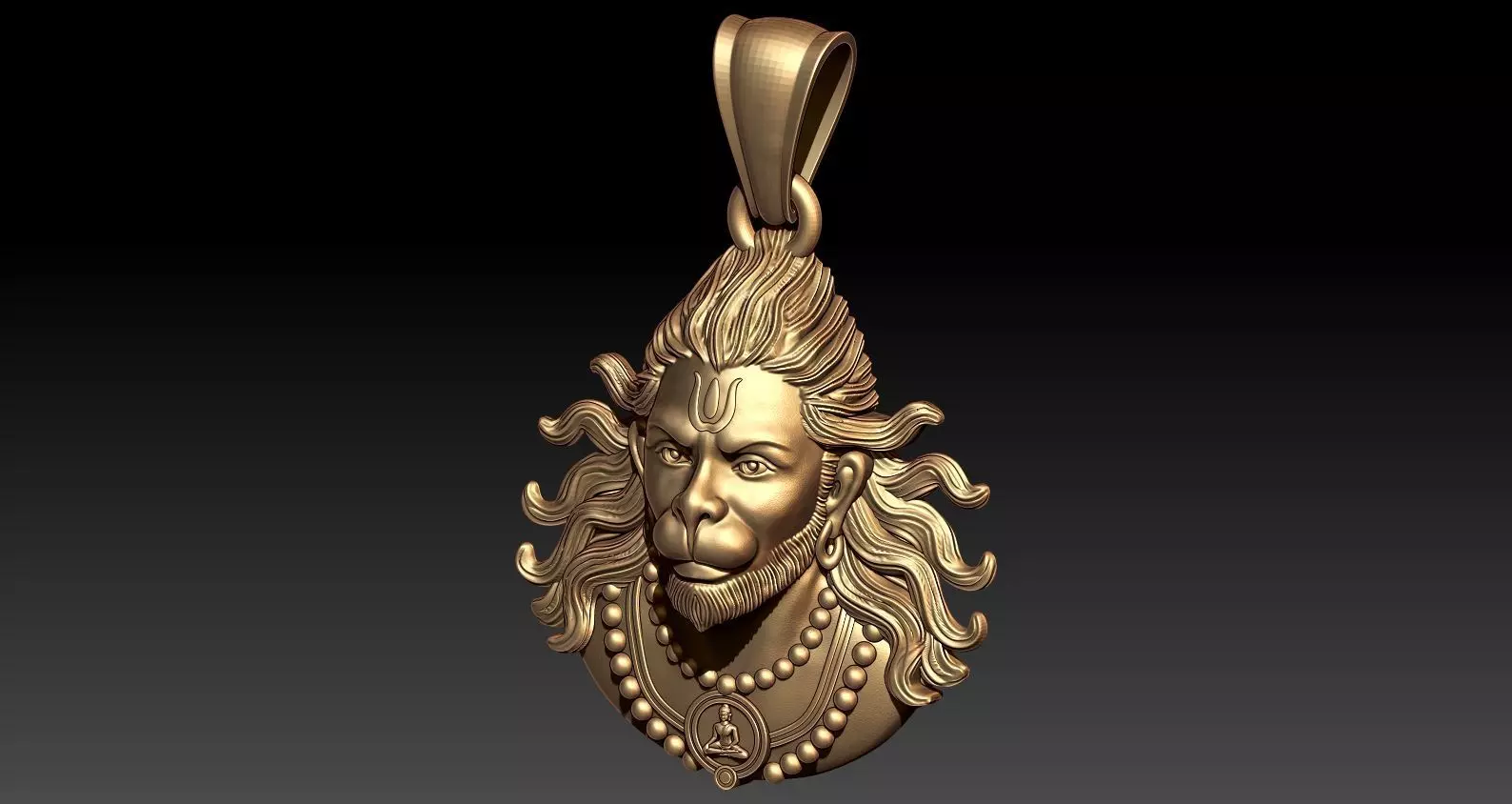 Hanuman pendent 3D model_5