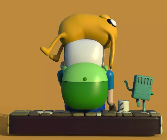 ADVENTURE TIME DIORAMA JAKE FINN ADN BMO-PARTS AND COMPLETE 3D print model_7