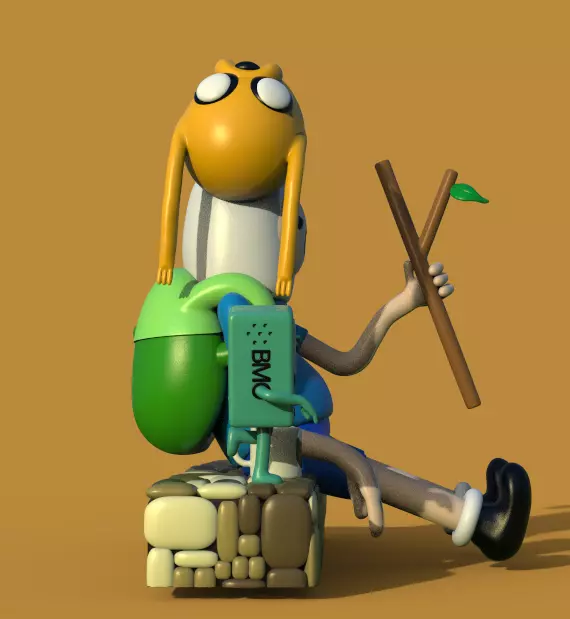 ADVENTURE TIME DIORAMA JAKE FINN ADN BMO-PARTS AND COMPLETE 3D print model_10