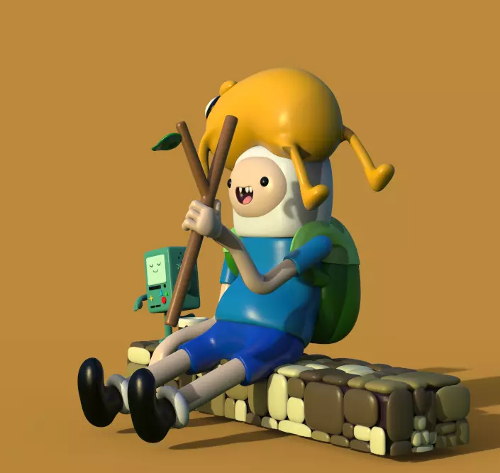 ADVENTURE TIME DIORAMA JAKE FINN ADN BMO-PARTS AND COMPLETE 3D print model_4