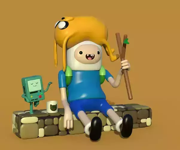 ADVENTURE TIME DIORAMA JAKE FINN ADN BMO-PARTS AND COMPLETE