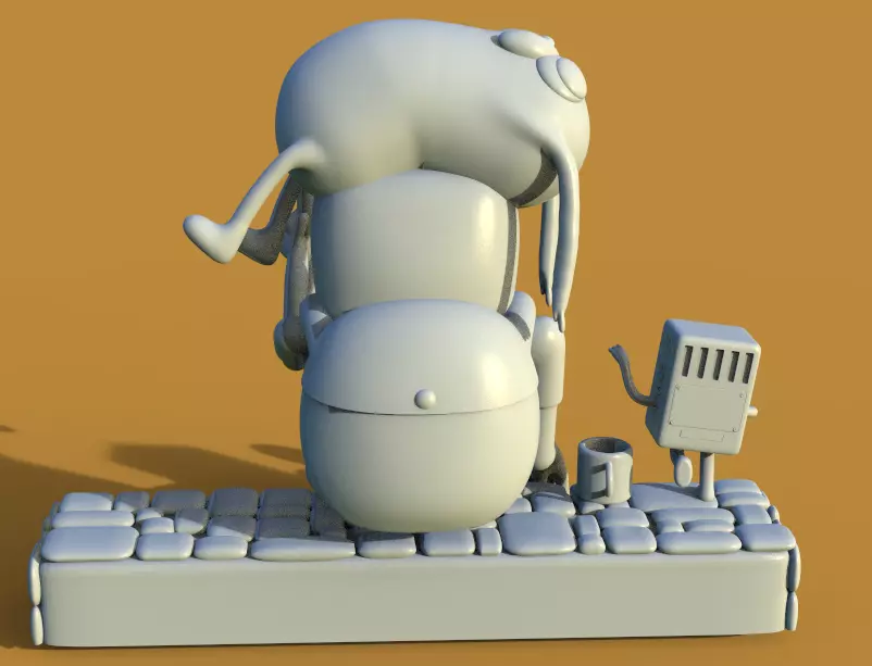 ADVENTURE TIME DIORAMA JAKE FINN ADN BMO-PARTS AND COMPLETE 3D print model_23