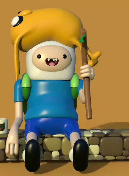 ADVENTURE TIME DIORAMA JAKE FINN ADN BMO-PARTS AND COMPLETE 3D print model_3