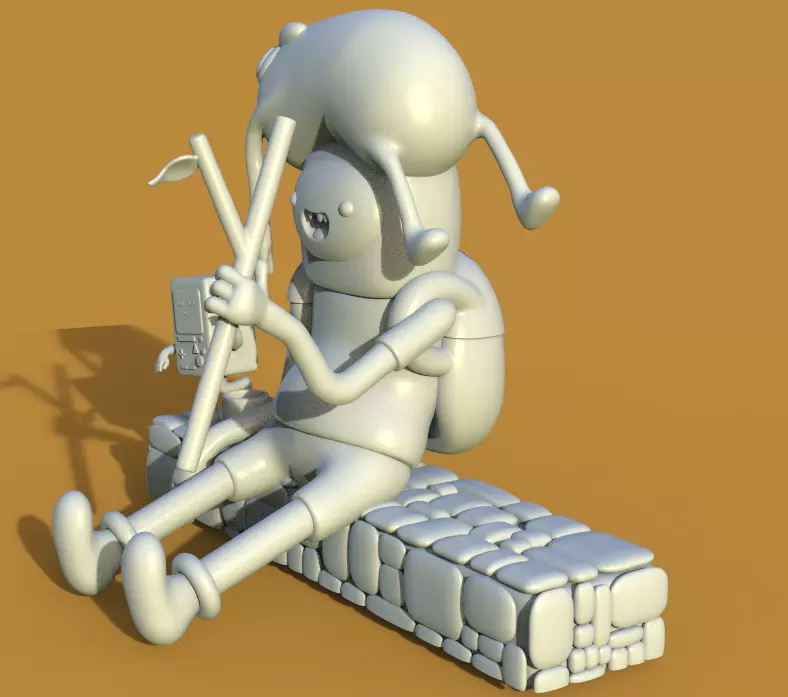ADVENTURE TIME DIORAMA JAKE FINN ADN BMO-PARTS AND COMPLETE 3D print model_27