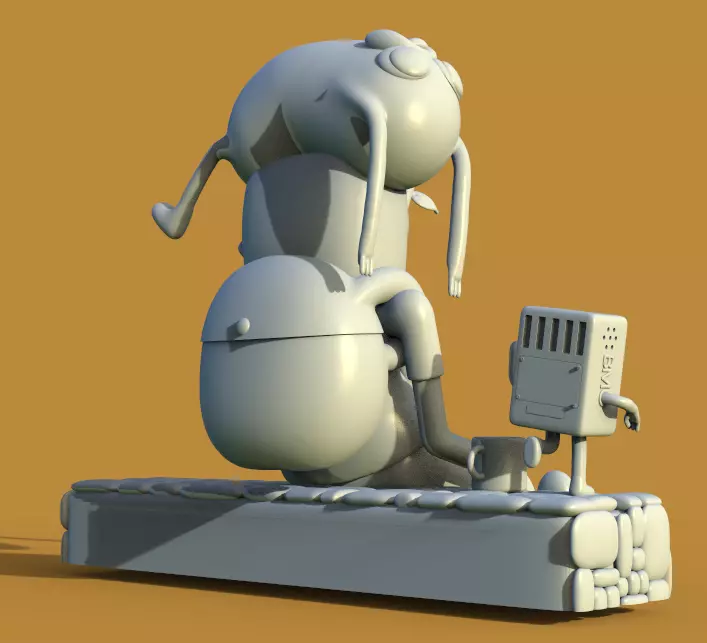 ADVENTURE TIME DIORAMA JAKE FINN ADN BMO-PARTS AND COMPLETE 3D print model_21